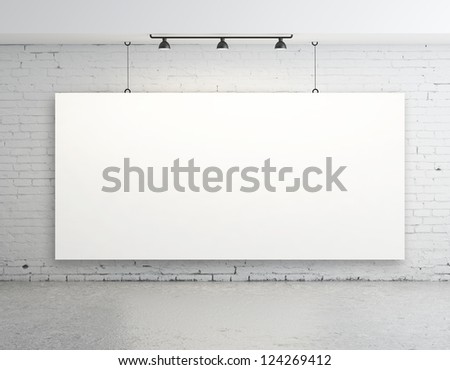 brick concrete room with poster on wall