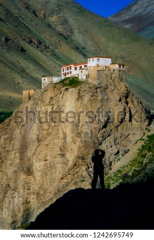 Bardan Monastery on cliff of Lungnak River Valley, Zanskar, Ladakh region, India.