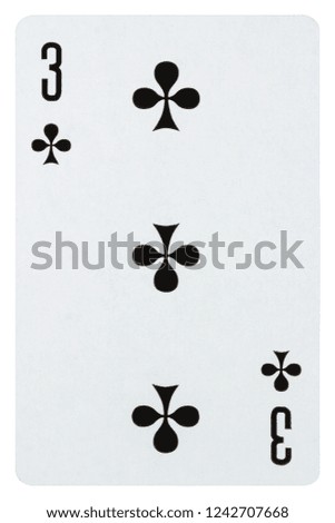Playing card three of cross isolated on white background