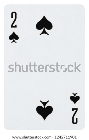 Playing card two of spades isolated on white background