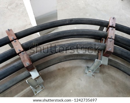 115kV High voltage power cable (XLPE) installation in cable room of substation