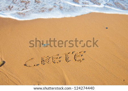 Inscription on wet sand