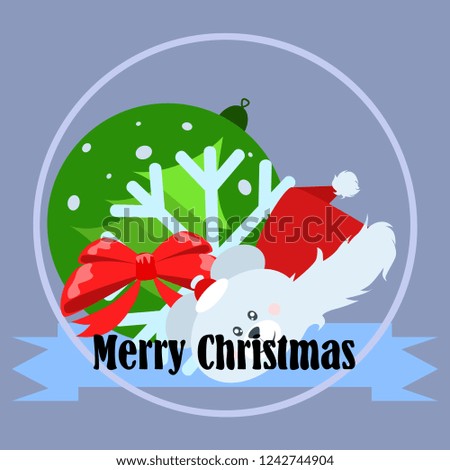 new year card bow bear christmas ball snowflake santa hat vector background