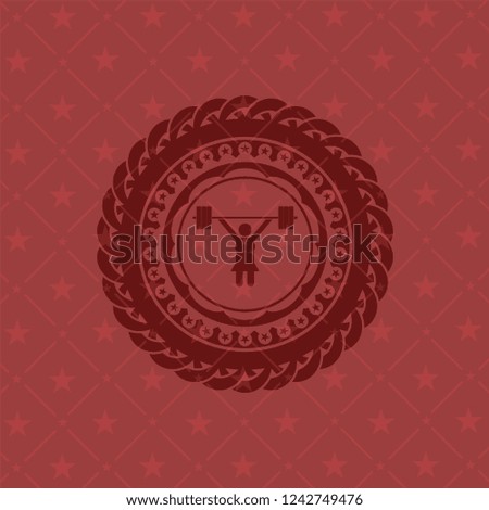 weightlifter girl icon inside vintage red emblem