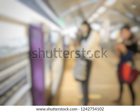 Blurred picture of variety passenger waiting to travel by the train