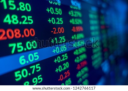 Stock market trading graph and candlestick chart for financial investment concept. Abstract finance background. Royalty-Free Stock Photo #1242766117