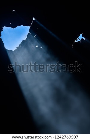 Light from a roof leak