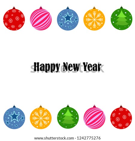 Christmas balls, New Year greeting card, vector background