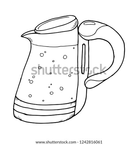 Electric kettle hand drawn. Vector of a teapot. Electric kettle icon.