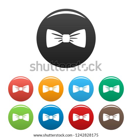 Bow tie icons set 9 color vector isolated on white for any design