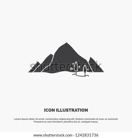 mountain, landscape, hill, nature, tree Icon. glyph vector gray symbol for UI and UX, website or mobile application