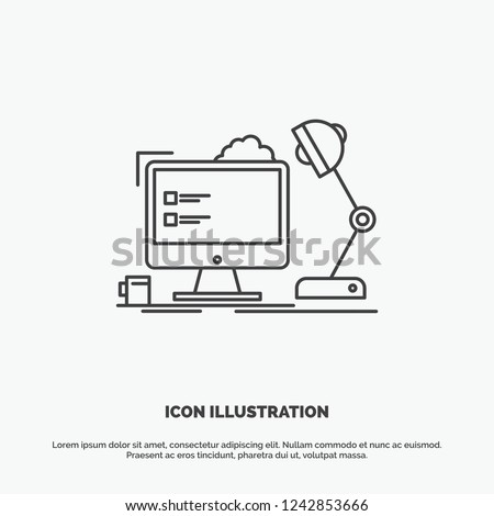 workplace, workstation, office, lamp, computer Icon. Line vector gray symbol for UI and UX, website or mobile application Royalty-Free Stock Photo #1242853666