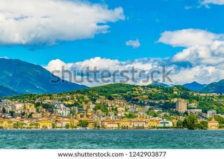 Old town of Lugano facing the Lugano lake in Switzerland
