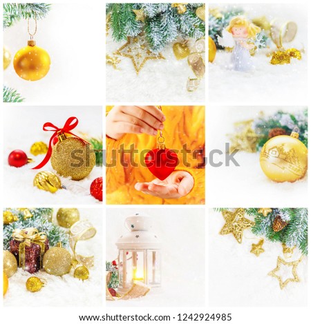 collage of Christmas pictures. Holidays and events. New year.