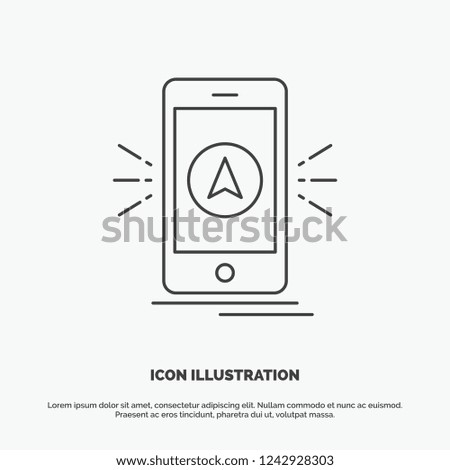 navigation, app, camping, gps, location Icon. Line vector gray symbol for UI and UX, website or mobile application
