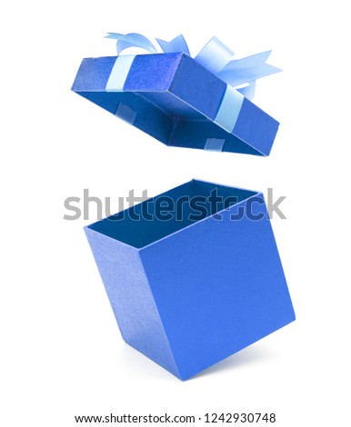 Christmas and New Year's Day ,Open blue sky gift box white background Royalty-Free Stock Photo #1242930748