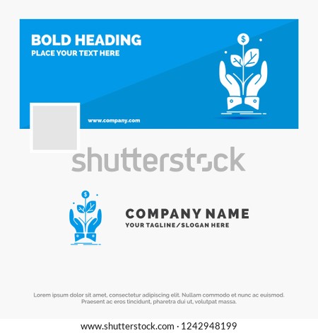 Blue Business Logo Template for business, company, growth, plant, rise. Facebook Timeline Banner Design. vector web banner background illustration