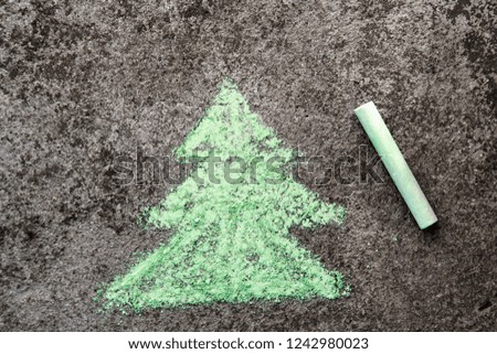 Colorful chalk drawing: Green Christmas Tree Shape