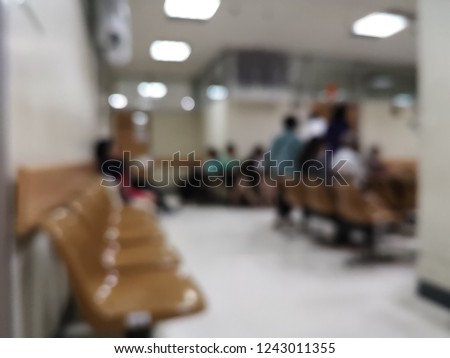 Background image blurred,Waiting room Inside the hospital,is blurred,Vintage colors picture.
