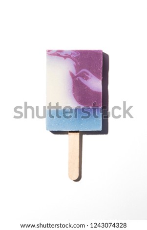 Handmade ice cream bar pastel on white background.