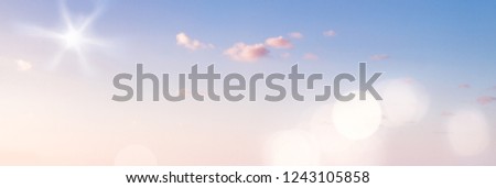 Blue Sky Panorama - XXL Banner or Background with Sun and Bokeh
