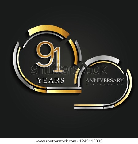 91 Years Anniversary Celebration Logotype,template elements for birthday celebration