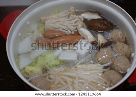 a japanese hot pot. stew cooking. 