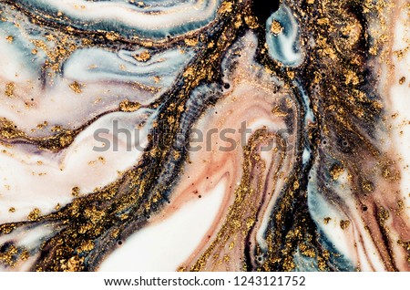 Golden swirl, artistic design. Painter uses vibrant paints to create these magic art, with addition golden glitters, lines. ART&GOLD.  Masterpiece of designing art. Eastern style.