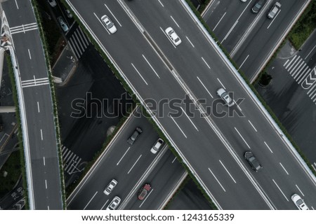 Aerial view of highway and overpass