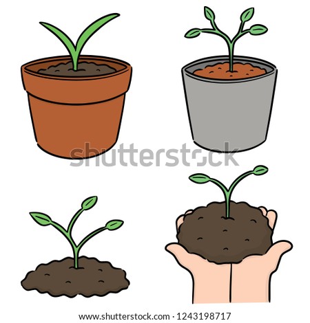 vector set of planting tree