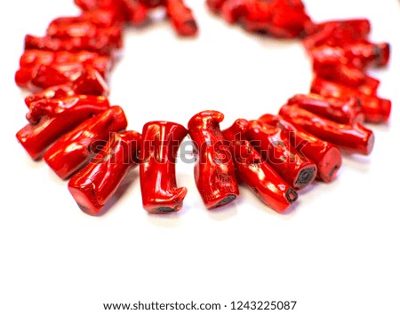 Coral necklace isolated over white