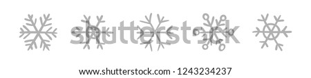 Hand drawn snowflake vector icon collection, winter snow symbol