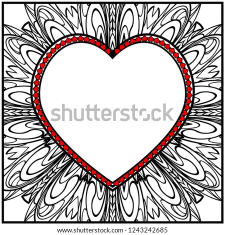 Invitation card with heart and floral ornament. Vector illustration. Template design for greeting and wedding card.