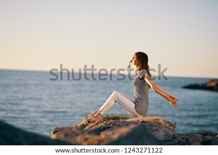 woman resting near the sea                 