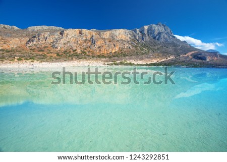 Balos lagoon on Crete island with azure clear water, Greece, Europe. Crete is the largest and most populous of the Greek islands. 