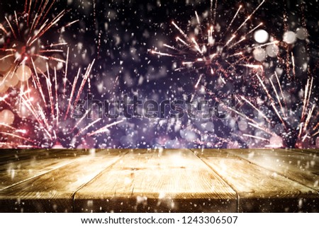 Table background of free space and New Year time 