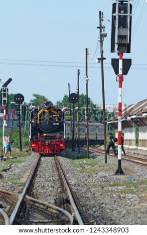 Crossroad landscape of railway transportation, Ayutthaya station, Thailand