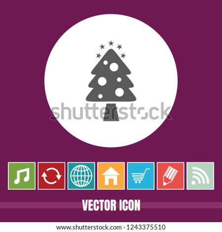 very Useful Vector Icon Of Christmas Tree with Bonus Icons Very Useful For Mobile App, Software & Web