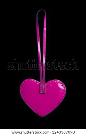 Heart shaped pink leather keychain/ bag
leather luggage tags label identification tag (back side) with place for name, address, city, state and phone information. 