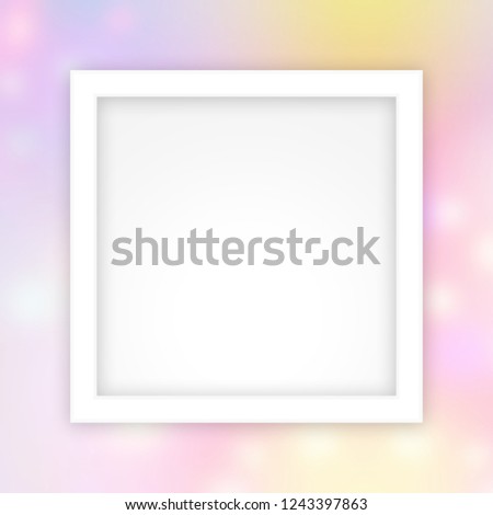 empty white frame template on purple pink colorful bokeh lights gradient soft, white rectangle frame blank on pink soft sweet color bokeh, frame colors bokeh light copy space for banner advertising