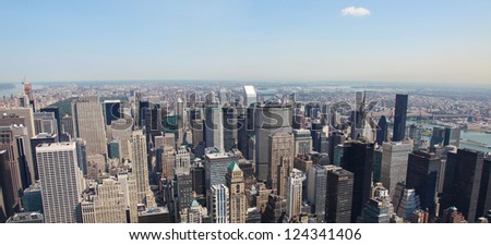 Panoramic skyline of Manhattan in New York City, United States