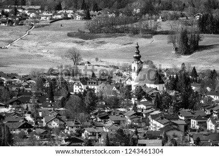 a small village in austria, shot in black and white