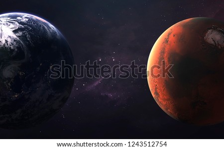 Mars and Earth, Planets of the Solar system. InSight mission. El Royalty-Free Stock Photo #1243512754