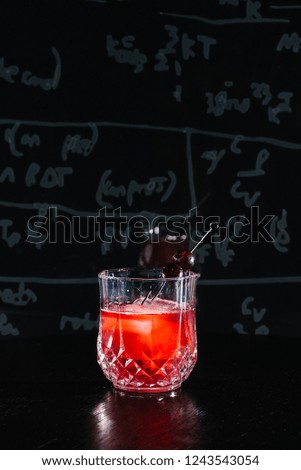 Glasses of cocktails in bar