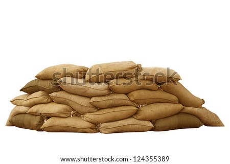 Isolated sandbags for flood defense or military use