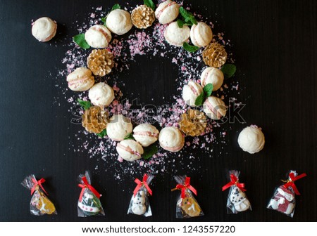 Sweet Candy Cane and Macaron Christmas Wreath