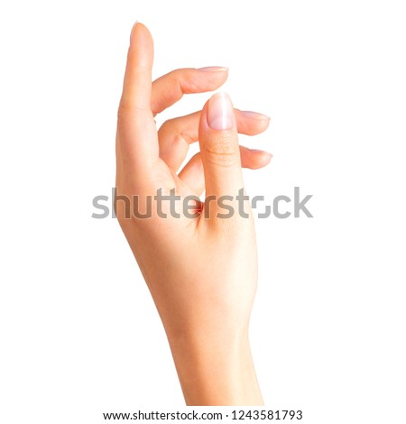 Woman beautiful hands showing something. Spa, soft skin and skincare concept. Isolated with clipping path.