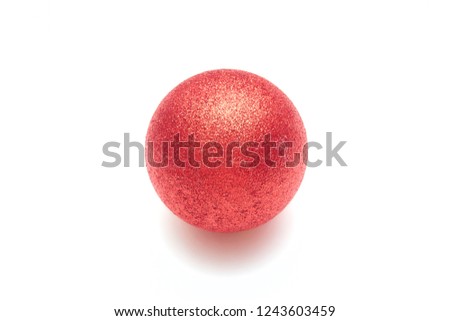 Red christmas ball isolated on white background. Christmas tree toy.