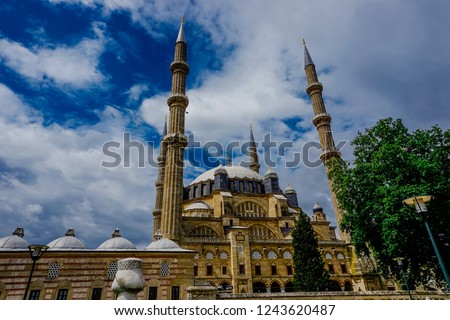 Selimiye Mosque (Camii), designed by Mimar Sinan in 1575. Edirne, Turkey. The UNESCO World Heritage Site Of The Selimiye Mosque.