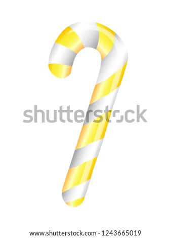 Gold candy cane on whtie background